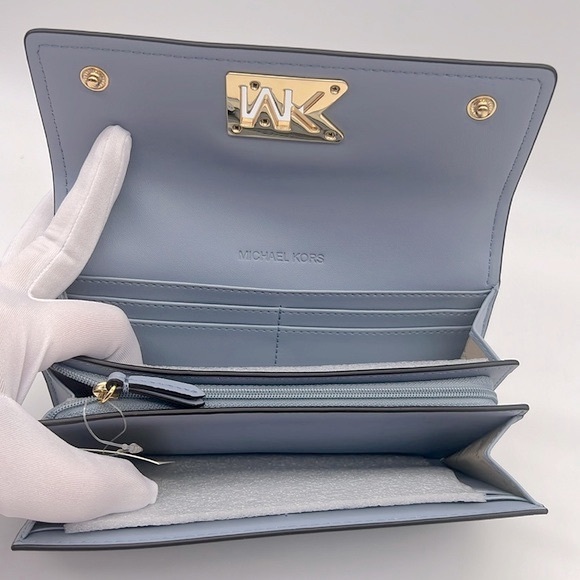 MICHAEL Michael Kors Mimi Large Saffiano Leather Bi-Fold Wallet Pale Blue - Picture 9 of 16